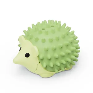 Cute green hedgehog cat grooming toy for self-massaging and playful entertainment