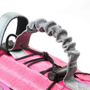 Harnais tactique rose pour animaux avec poignée élastique grise pour l'entraînement