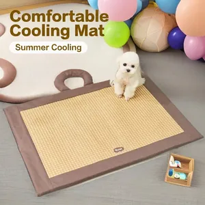 Sommer Haustier Kühlmatte Atmungsaktiv Rattan Hundebett Waschbar Oxford Stoff Katzen Schlafmatte Tragbares Bett Für Kleine Hunde