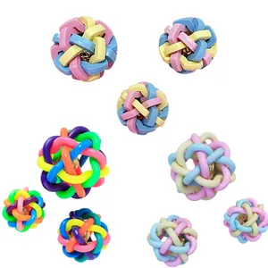 Durable TPR colorful bell ball dog toys for interactive play and dental cleaning