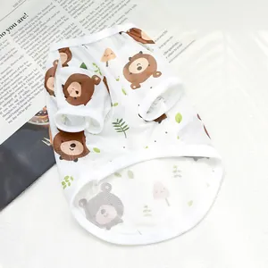 Summer Breathable Mesh Pet Vest For Small Dogs Cats Cartoon Bear Rabbit Printed Cute Puppy Kitten Clothing Top