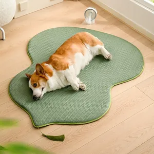 Alfombrilla de Enfriamiento de Verano para Mascotas Transpirable de Ratán de Seda de Hielo para Perros Gatos Forma de Calabaza Panda Lavable