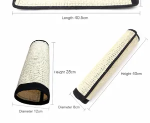 Vue technique détaillée d'un tapis à gratter pour chat en sisal avec dimensions