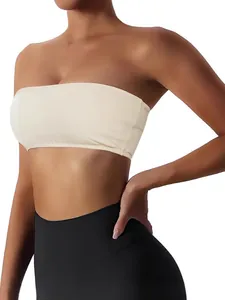 Seamless off-white strapless tube top sports bra for women summer style