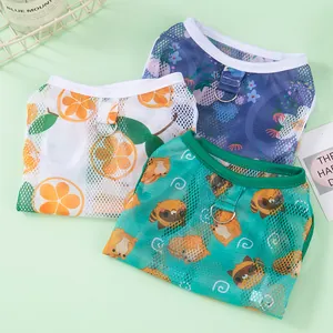Gilet respirant en maille pour chats avec motifs orange et imprimés d'animaux
