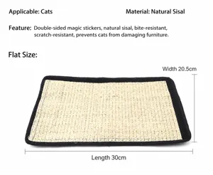 Tapis de grattage en sisal naturel pour chat, protection des meubles, 30x20,5 cm