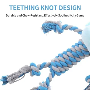 Durable blue cotton rope dog toy for aggressive chewers and teeth cleaning