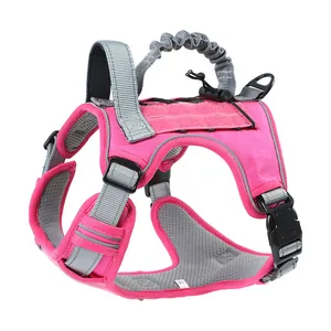 Harnais tactique rose pour chien avec poignée pour entraînement et le contrôle