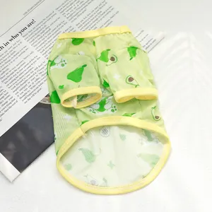 Breathable light green avocado print mesh pet vest for small dogs and cats summer