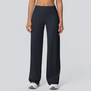 High-waisted yoga flare pants with soft brushed fabric in a comfortable wide-leg fit.