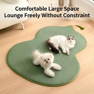 Alfombrilla refrescante verde para mascotas con forma de calabaza y diseño de espiga suave