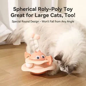 Jouet culbuto sphérique interactif pour chat avec balle à ressort et circuit de divertissement