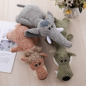 Plush Squeaky Dog Toy Corn Velvet Stuffed Animal Elephant Lion Wolf Teeth Cleaning Interactive Molar Pet Toy For Puppies Dogs