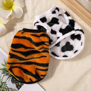 Chalecos de forro polar con estampado animal para cachorros y gatos, para otoño e invierno