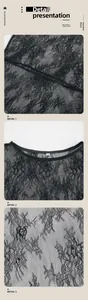 Vues détaillées de la dentelle florale noire élégante et de l'encolure de la robe d'été