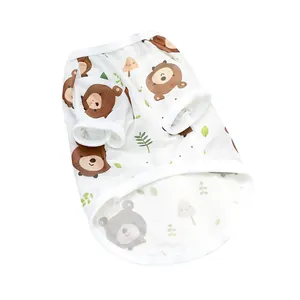 White summer breathable mesh pet vest with cute cartoon bear and leaf patterns for dogs