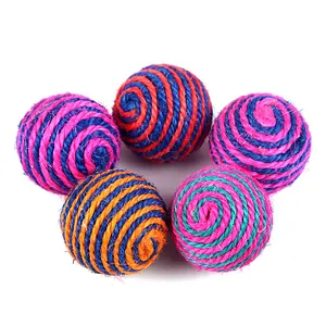 Set of 5 colorful sisal rope balls cat toys designed for scratching and interactive play