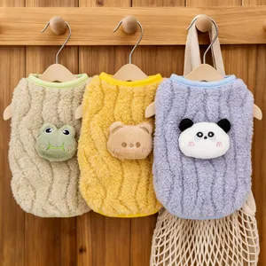 Sudadera Cálida y Gruesa para Mascotas Ropa de Vellón de Poliéster para Cachorros Perros Pequeños con Animales 3D Panda Oso Rana