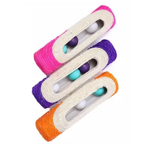 Durable sisal rope cat scratcher rollers with three colorful rattle balls inside