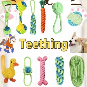 Durable cotton rope dog chew toys set for interactive training and teeth cleaning.