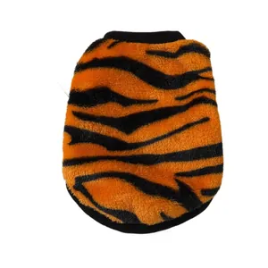 Chaleco de felpa grueso con estampado de tigre para cachorros y gatitos, ropa de invierno