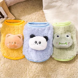Sudaderas gruesas de felpa para perros en amarillo, azul y verde con lindos animales.