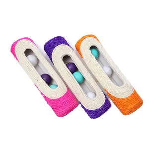 Professional set of 3 durable sisal rope cat scratcher rollers with rattling balls inside