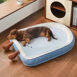 Summer Cooling Pet Bed Mat Washable Breathable Dog Sofa Ice Silk Soft Puppy Cushion Blue Popsicle Design For Dogs Cats