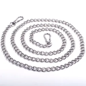 Durable stainless steel dog chain leash with double snap hooks for pet training