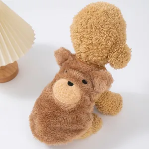 Felpa per cani in peluche con orsetto marrone per il calore autunnale e invernale, soffice.