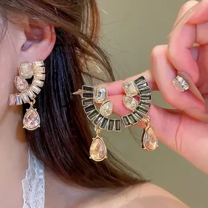 Palast Stil Strass Wassertropfen Anhänger Ohrstecker Für Damen Luxus Legierung Party Bankett Ohrringe Mit Silber Pfosten