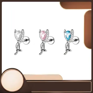 Niche Design Zirconia Titaniumlegering Waterdruppel Intern Schroefdraad Kraakbeen Piercing Oorknopje Voor Dames Heren Lichaamssieraden