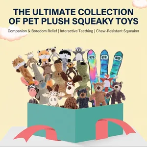 Collection de Jouets en Peluche Interactifs pour Chiens Squeaky pour Mâcheurs Agressifs Nettoyage des Dents Molaires Jouet en Peluche Doux