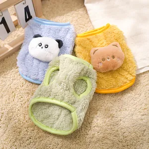 Jerséis de felpa gruesos para perros con lindos motivos 3D de panda y gato