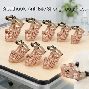 Various Sizes Plastic Dog Muzzle Lattice Fence Style Anti Bite Barking Adjustable Pet Muzzle For Small Medium Large Dogs Beige