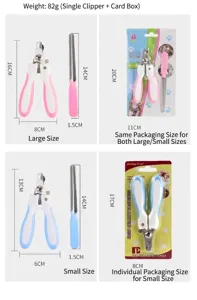 Spécifications de taille détaillées pour le coupe-ongles et la lime en acier pour animaux