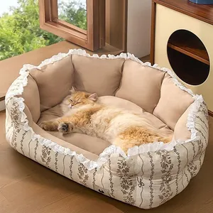Gemütliches Blumen-Haustiersofa mit Spitze für Katzen und kleine Hunde im warmen Zuhause