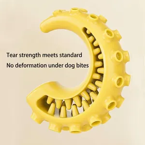 Giocattolo da masticare per cani in TPR giallo a forma di mezzaluna per la pulizia dei denti