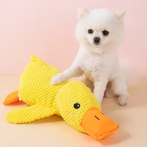 Quietschen gelbe Ente Plüsch Haustierspielzeug für Hunde und Katzen Kautraining
