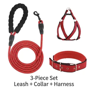 Reflektierendes Polyester Hundegeschirr Und Leine Kombi Verstellbares Westenstil Haustierleine Mit Gepolstertem Griff Für Kleine Mittlere Große Hunde Haustier Outdoor Zubehör