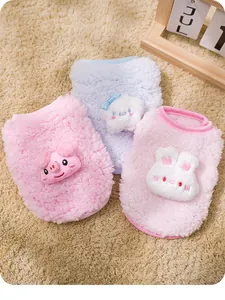 Ultrazachte koraalfleece huisdiervesten voor kittens en puppy's met leuke dierenpatches
