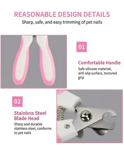 Détail du coupe-ongles pour animaux avec poignée en silicone et lame en acier inox