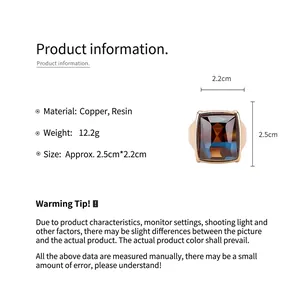 Detailed product specification of the vintage gold resin stone ring showing size and weight
