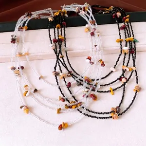S925 Sterlingsilber Perlenhalskette Für Damen Mehrlagig Farbige Kristallstein Glasperlen Kette Choker Schmuck