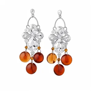 Boucles d'Oreilles Pendantes à Gland en Zirconia et Strass Rétro Palais Maillard Boucles d'Oreilles en Cuivre et Acrylique pour Femmes Bijoux