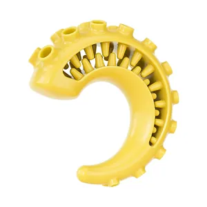 Gioco da masticare per cani in TPR giallo brillante con protuberanze per la pulizia dei denti