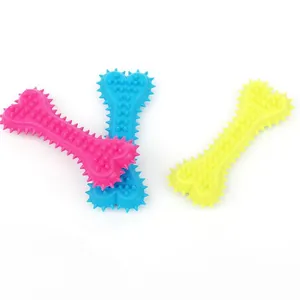 Détail des jouets en os en TPR texturé avec des picots pour le nettoyage dentaire