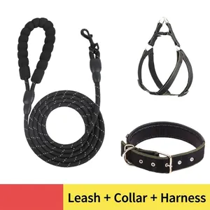 3-teiliges Hundewanderset mit reflektierender Leine, verstellbarem Geschirr und Halsband