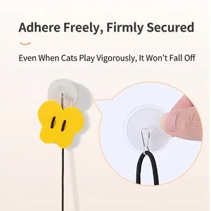 Self-play hanging cat toy with suction cup and elastic cord for door mounting