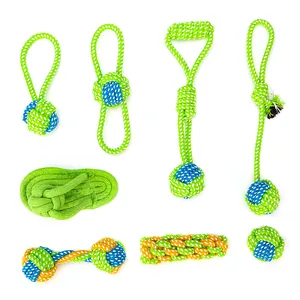 Ensemble de 8 jouets à mâcher en corde de coton pour chien, durable et interactif